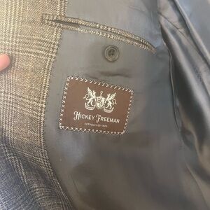 Hickey Freeman Khaki/Black Checkered Jacket